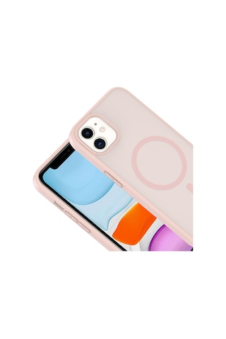 Ardemix Apple iPhone Uyumlu 11 Kılıf M-safe Şarj Özellikli Zore Babet Kapak - Pembe
