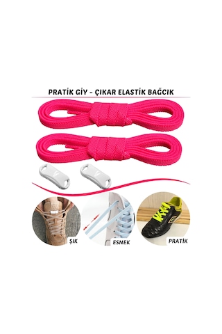 Tak Bırak,klipsli Elastik,yeni Nesil Akıllı Bağcık, Fosfor Pembe Fosforlu Pembe