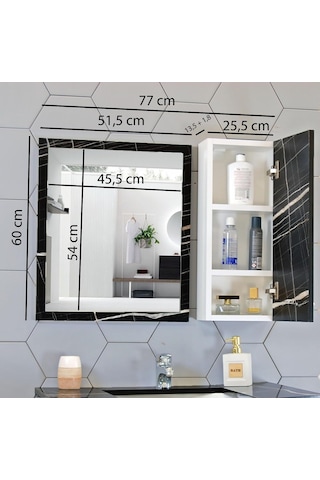 Banyo Aynası Ve Dolabı 80 Cm Mdf Üst Modül Siyah Sonata Diğer
