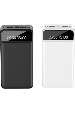 22.5w Hızlı Şarjlı Led Ekranlı 30.000 Mah Yüksek Kapasiteli 4 Çıkışlı Taşınabilir Şarj Cihazı Beyaz