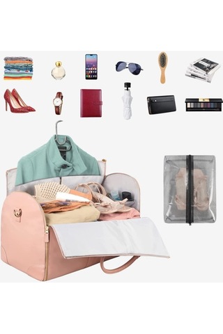 Apj990 Büyük Kapasiteli Seyahat Taşınabilir Katlanır Bagaj Çantası Açık Depolama Spor Çantası Pembe