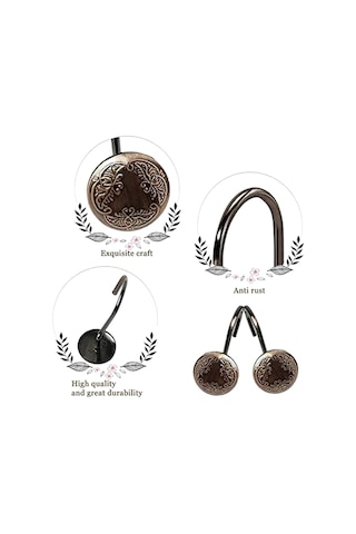 12 Adet Antik Duş Perdesi Kancası Banyo Duş Çubukları İçin Perde Halkaları Kancaları Fotoğraf Rengi Diğer