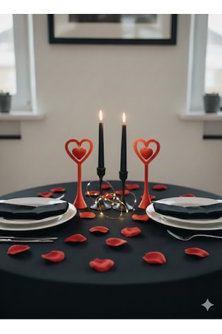 Romantik Masa Dekoru Sevgililer Günü - Yemek Masası Dekoru-ikili Set
