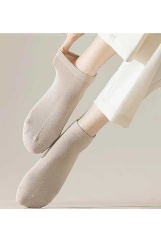 Miss Lana Ladies Socks Kadın Renkli 5 Çift Likralı Pamuklu Penye Patik Çorap Çok Renkli