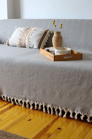 Kolları Örten Koyu Gri Battal Boy Koltuk, Çekyat Örtüsü 180x300 Cm Antrasit Koyugri