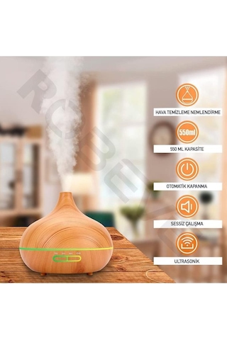 Robeve 550 Ml Hava Nemlendirici Buhar Makinesi Ultrasonik Aroma Difüzör Oda Nemlendirici Işıklı Zamanlayıcı
