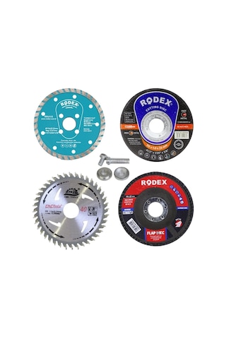 5 Parça Mermer Inox Ahşap Metal Flap Kesici Kesme Disk Spiral Avuç Içi Taşlama Seti 115 Mm