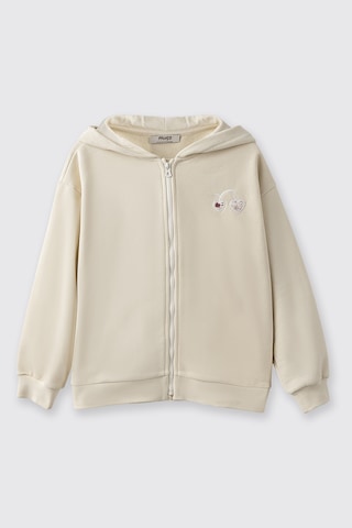 Panço Kız Çocuk Fermuarlı Sweatshirt Bej