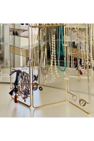 TEKNOTEL TAKI AKSESUAR STANDI DEKORATİF ORGANİZER GOLD EG210