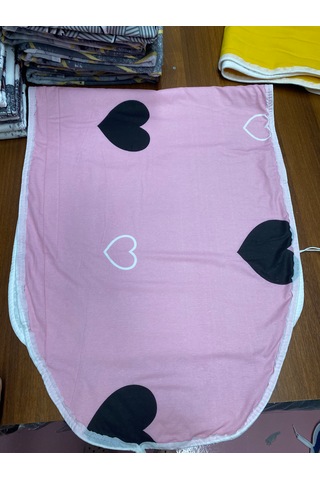 Ütü Masası Kılıfı Büyük Boy İpli Stoperli Keçeli Kılıfı Örtüsü Bezi 55x140cm Love Story Açık Pembe