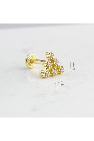 Glorria Altın Piramit Tragus Piercing Altın