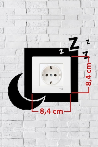 Uyku Ve Gece Tasarım Priz Çerçevesi İç Ölçü 8,4x8,4 Cm Dekoratif Priz - Anahtar Çerçevesi