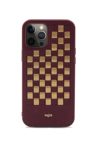 Kajsa Apple Uyumlu iPhone 12 Pro Max Kılıf Kajsa Preppie Serisi Spotlight Woven Kapak ZORE-218985