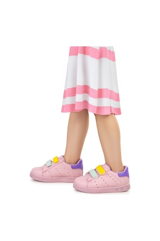 Kiko Kids Oyo İlk Adım Bebe Cırtlı Işıklı Kız Bebek Spor Ayakkabı Pudra - Sarı