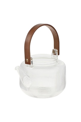 Cam Çaydanlık Çayı Su Isıtıcısı Kung Fu Çayı 1000ml El Üfleme Çay Evi İçin Çay Süzgeç İle Açık Ahşap Sapı Aile Evi Açık, 2pcs Filtre