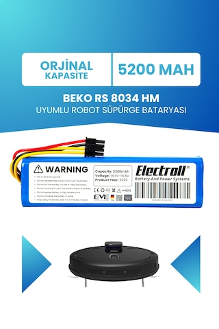 Beko Rs 8034 Hm Uyumlu Batarya 5200mah Robot Süpürge Bataryası