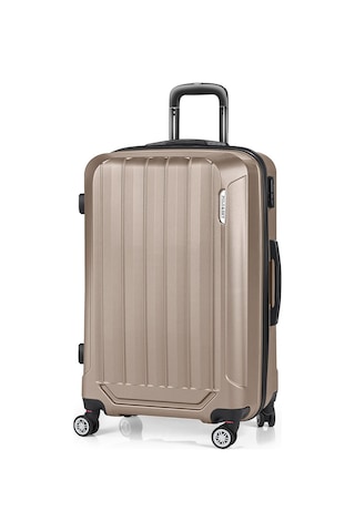 Polo&sky Spring Model Gold Renk Orta Boy Valiz Bavul Kahverengi