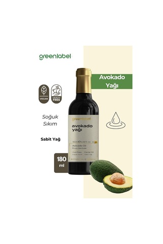 Greenlabel Soğuk Sıkım %100 Doğal ve Saf Avokado Yağı 180 ML