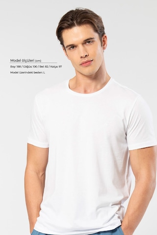 Cacharel Erkek Bisiklet Yaka T-shirt 2169/beyaz