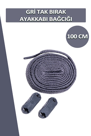 Dopar Elastik Gri Akıllı Bağcık Tak Bırak Ayakkabı Bağcığı 100cm