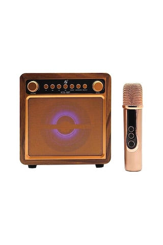 Subwoofer Karaoke Kablosuz Mikrofonlu Hoparlör Usb Tf Kart Mp3 Çalar Şarjlı Bluetooth Speaker