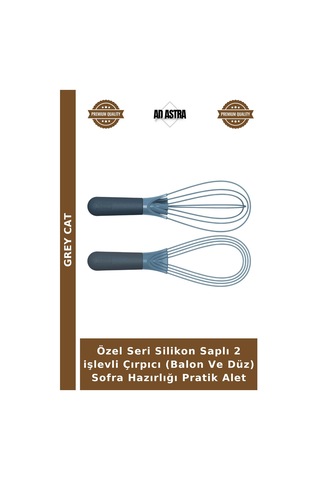 Özel Seri Silikon Saplı 2 İşlevli Çırpıcı Balon Ve Düz Sofra Hazırlığı Pratik Alet Çok Renkli