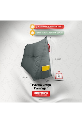 Yatak Başı Yastığı Sırt Ve Bel Destek Yastığı 120 Cm Gri