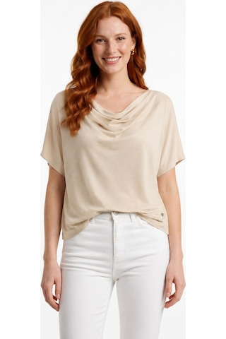 Neden Tekstil Kadın Basic Bej Kayık Yaka Kısa Kollu T-shirt