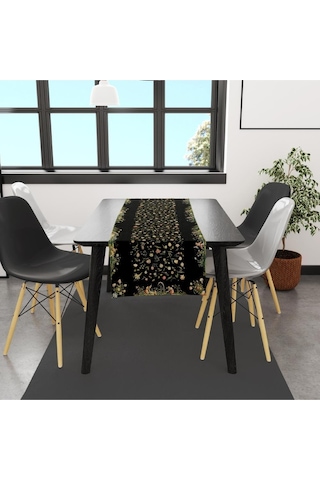 Ancient People And Flowers Runner, 140x45cm İnce Keten, Uluslararası Yıkama Ve Solmama Sertifikası Çok Renkli
