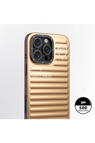 Apple Uyumlu iPhone 16 Pro Max Magsafe Şarj Özellikli Kılıf Mat Renkli Tasarım Youngkit Serisi Gold