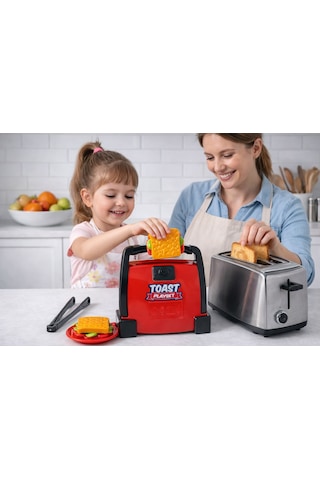 Oyuncak Tost Makinesi Seti Kırmızı 01