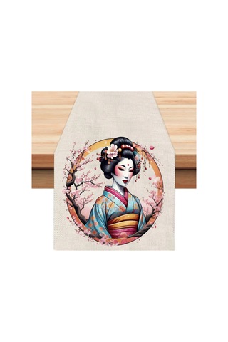 Çin Çiçekli Kadın Runner, Runer, Masa Örtüsü, Sofranıza Zarafet Katın Runner, Masa Örtüsü Krem