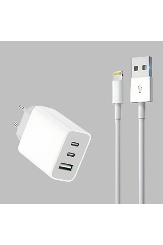 Xuweiwei Usb Ve Usb C Portlu Duvar Sarj Cihazi Şarj Başlığı 2 Adet 1m Veri Kablosu 2 Adet İphone Uyumlu 14 13 12 X Airpods Pro Uygun Altın
