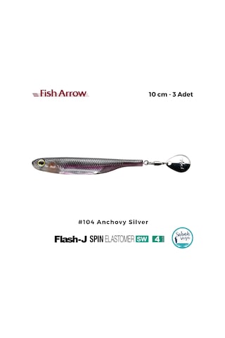 Fish Arrow Flash J Spin Elastomer Sw 10cm 4'' 104 Anchovy Silver Silikon Balık 3 Adet