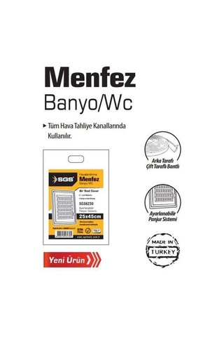 Sgs Banyo-Wc Havalandırma Menfezi Panjurlu 25x45cm SGS6230 Beyaz