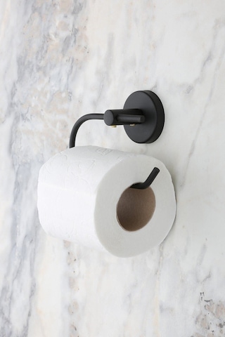 MultiStore Siyah Açık Tuvalet Kağıtlığı / Halka Havluluk / Çatal Bornozluk 3lü Set Siyah