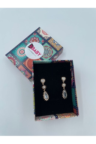 Xbaby Kalpli,incili,taşlı Su Damlası Çelik Gold Küpe Gold