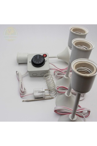 Termostat Kontrollü Düğmeli Yanan 1 Lamba Çıkışlı 3 Uzun Duyu Set