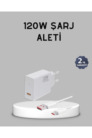 120w Süper Hızlı Şarj Adaptörü - Type-c Kablo Dahil Yüksek Voltaj Korumalı