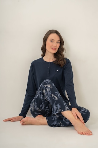 Pierre Cardin Kadın Leaves Lacivert Uzun Kol Pijama Takım Pc9258-s-v1 Pc9258-s-v1