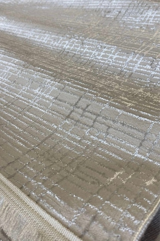 Leiva Home Saten Bambu Simli Parlak Kaymaz Sık Dokuma Özel Ölçü Yolluk Halı Krem Gri Salon Koridor Krem-ekru