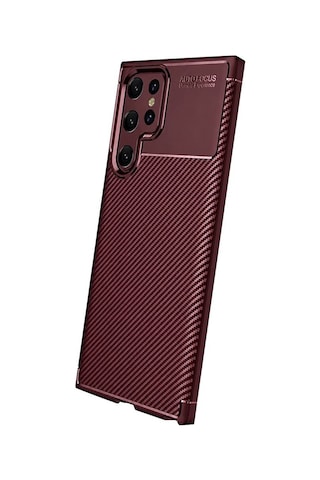 Newface Samsung Uyumlu Galaxy S25 Ultra Kılıf Auto Focus Karbon Kapak - Bordo Evimdeyokyok