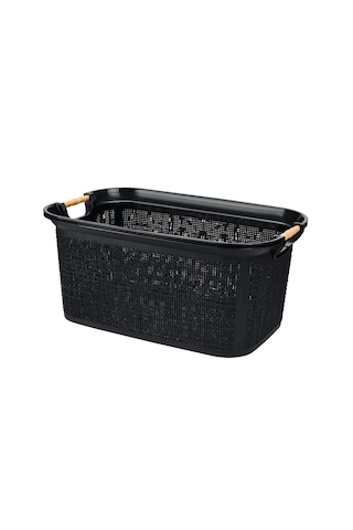 Practical Kulplu Temiz Çamaşır Sepeti & Sele-siyah Siyah