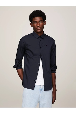Tommy Hilfiger Tjm Orıgınal Stretch Shırt Casual Shirts Siyah