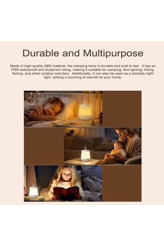 Aubyhe Taşınabilir Led Kamp Lambası, 4 Aydınlatma Modu, Usb Şarjlı, Ip65 Su Geçirmez, Bej Renk, Dışarıda Ve Evde Kullanım Bej