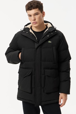 Lacoste Down Fill Mens Jacket Sabit Kapüşonlu Kaz Tüyü Erkek Mont Siyah