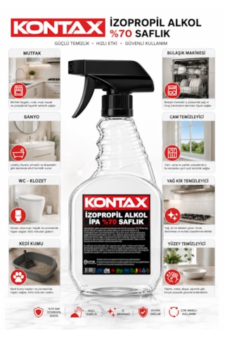 Kontax İzopropil Alkol %70 Saflıkta 1 Lt Saf İpa Tekli