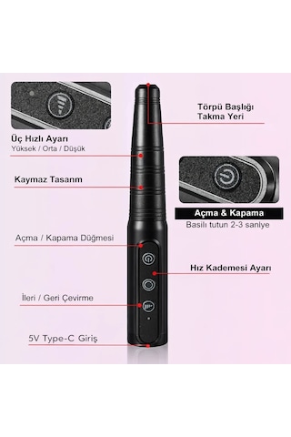 Omniax Kablosuz Elektrikli Tırnak Törpüsü Şarjlı Profesyonel Manikür Pedikür Cihazı