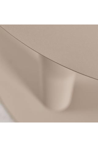 Paledin Design Magna Yan Sehpa Modern Yuvarlak Çelik Koltuk Yanı Sehpası Granit Grisi 40x40x50 Cm Kahverengi