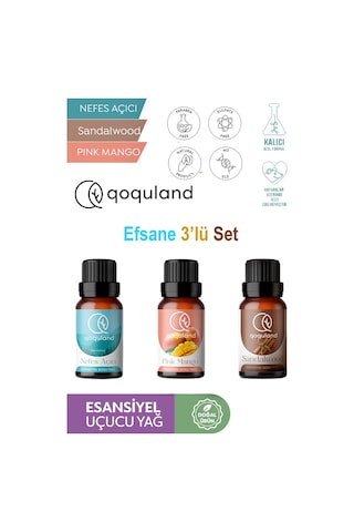 Qoquland Nefes Açıcı + Pink Mango + Sandalwood Uçucu Yağ Oda Kokusu 3 x 10 ML